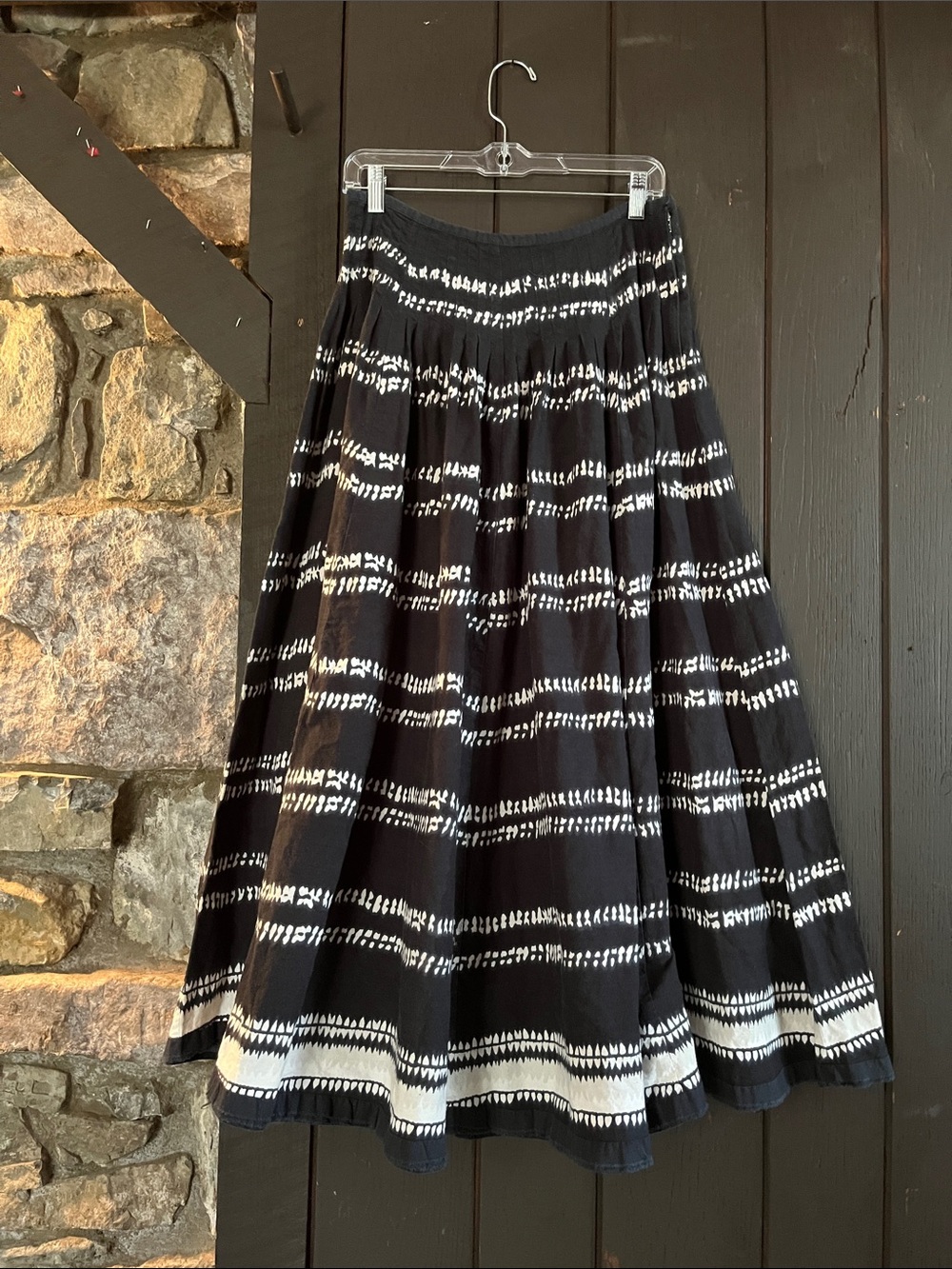 Free People Black and White Flowy Maxi Skirt Sz 4